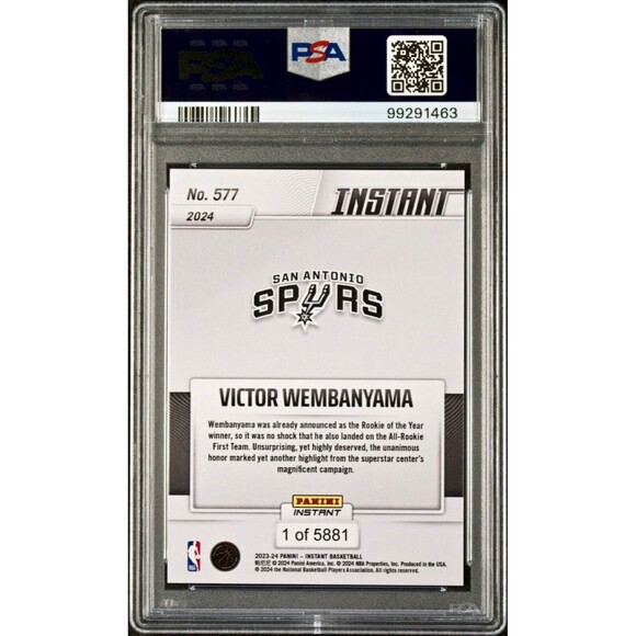 Victor Wembanyama 2023 Panini NBA All-Rookie 1st Team 577 Rookie Card PSA 9 Mint - Picture 2 of 2